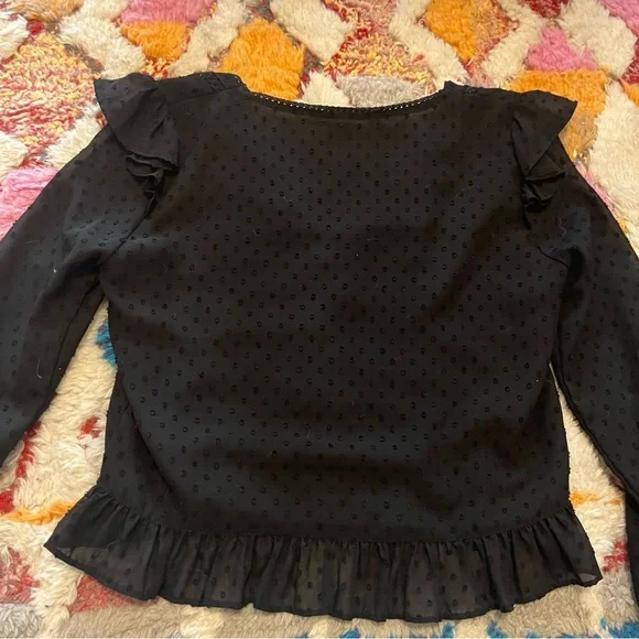 Zara | Black Ruffled Blouse - Picture 6 of 6